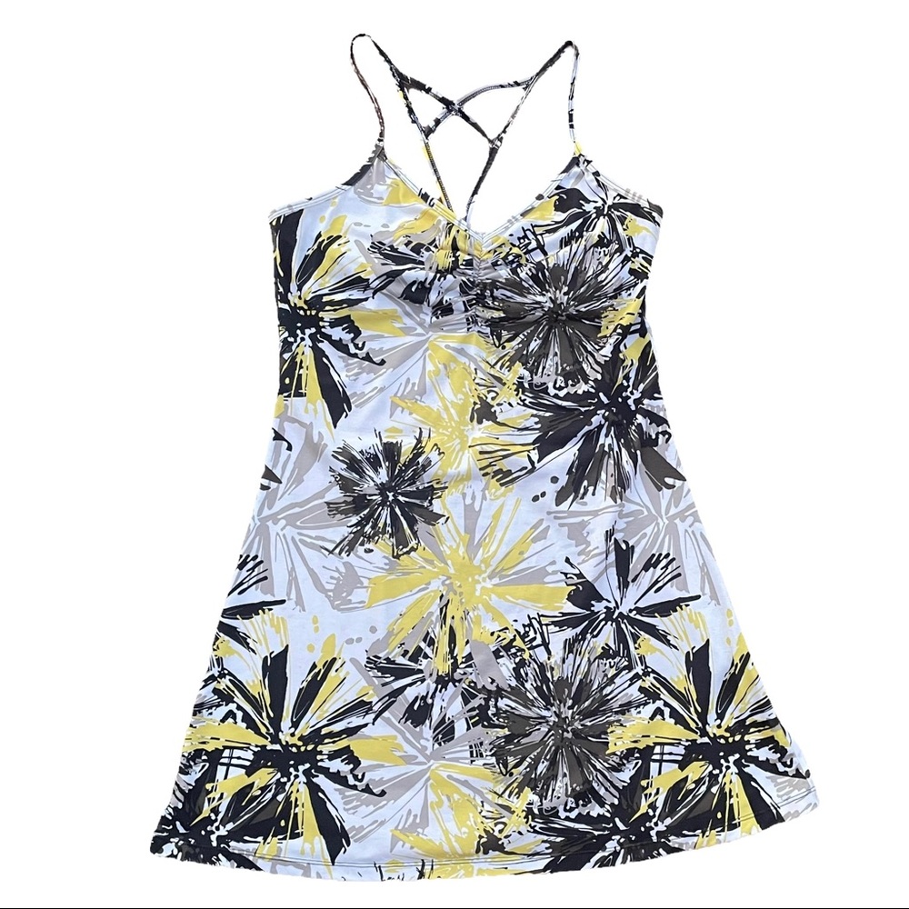PrAna Sonja Printed Athleisure Strappy Back Dress Sz M